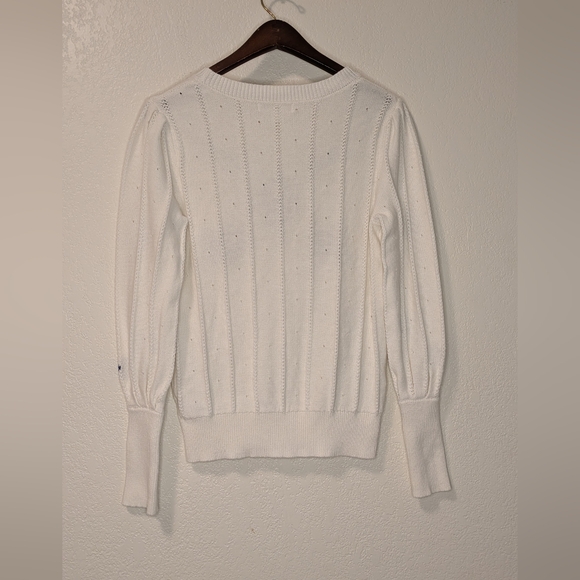 Kut from the Kloth Cream Knit Sweater With Embroidered Flowers - Picture 3 of 7